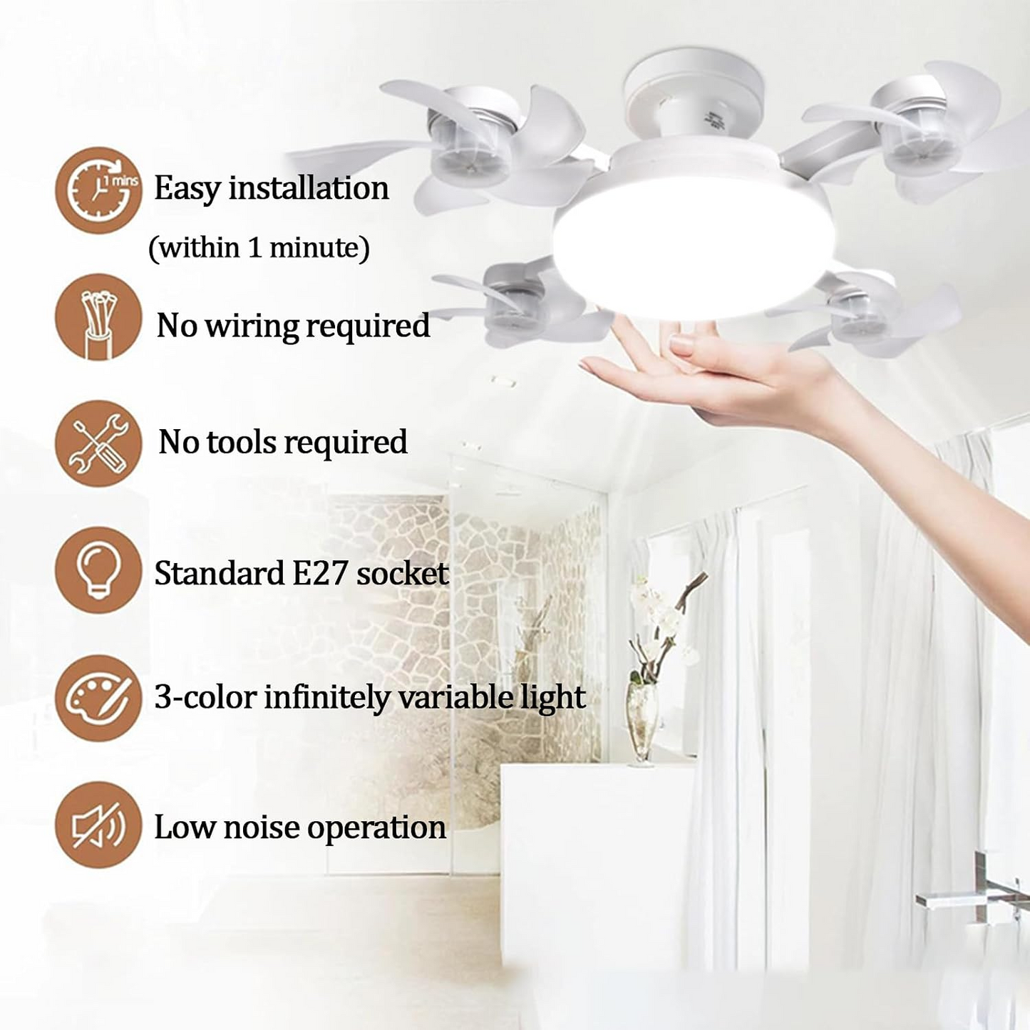 2-in-1 Silent LED Fan with Remote Control