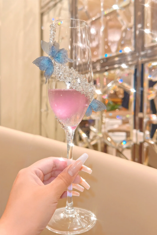 Butterfly Kisses Crystals Champagne Flute Set