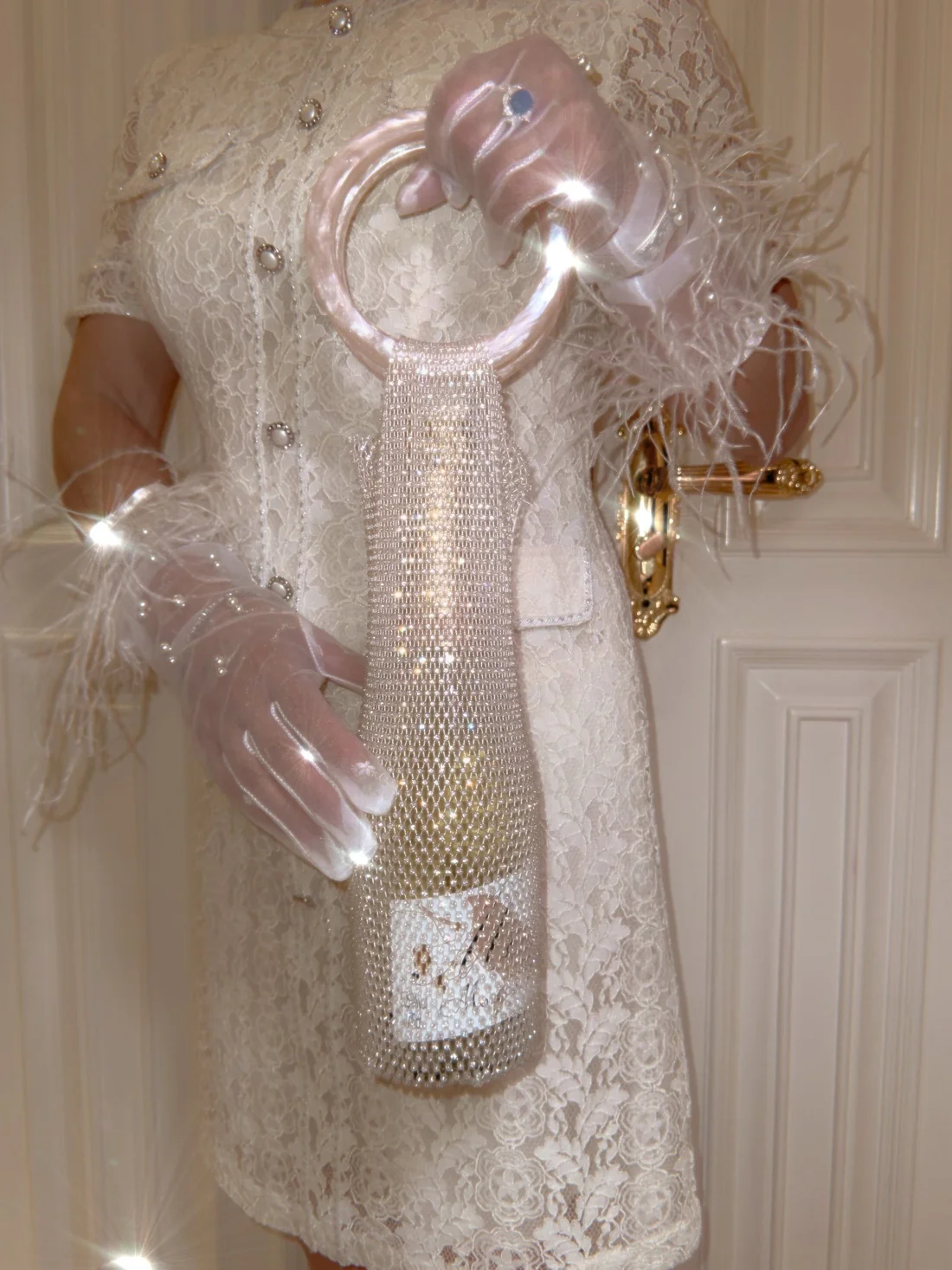 Crystal-Embellished Soft Wine Tote