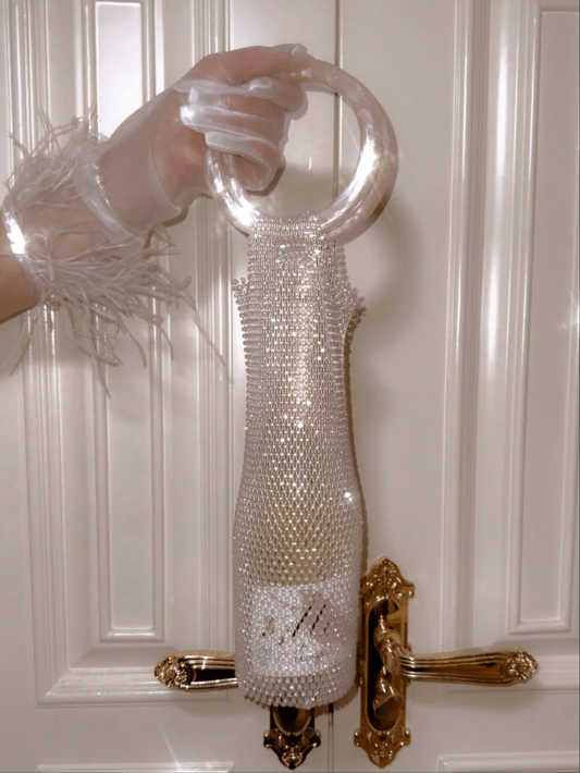 Crystal-Embellished Soft Wine Tote