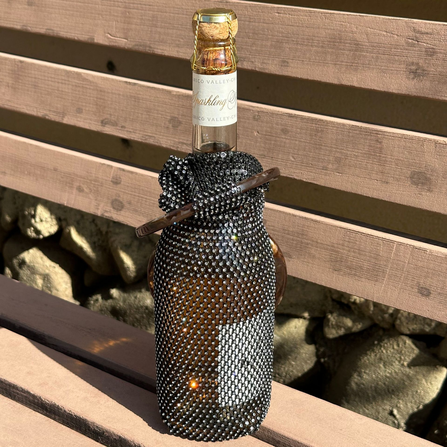 Crystal-Embellished Soft Wine Tote