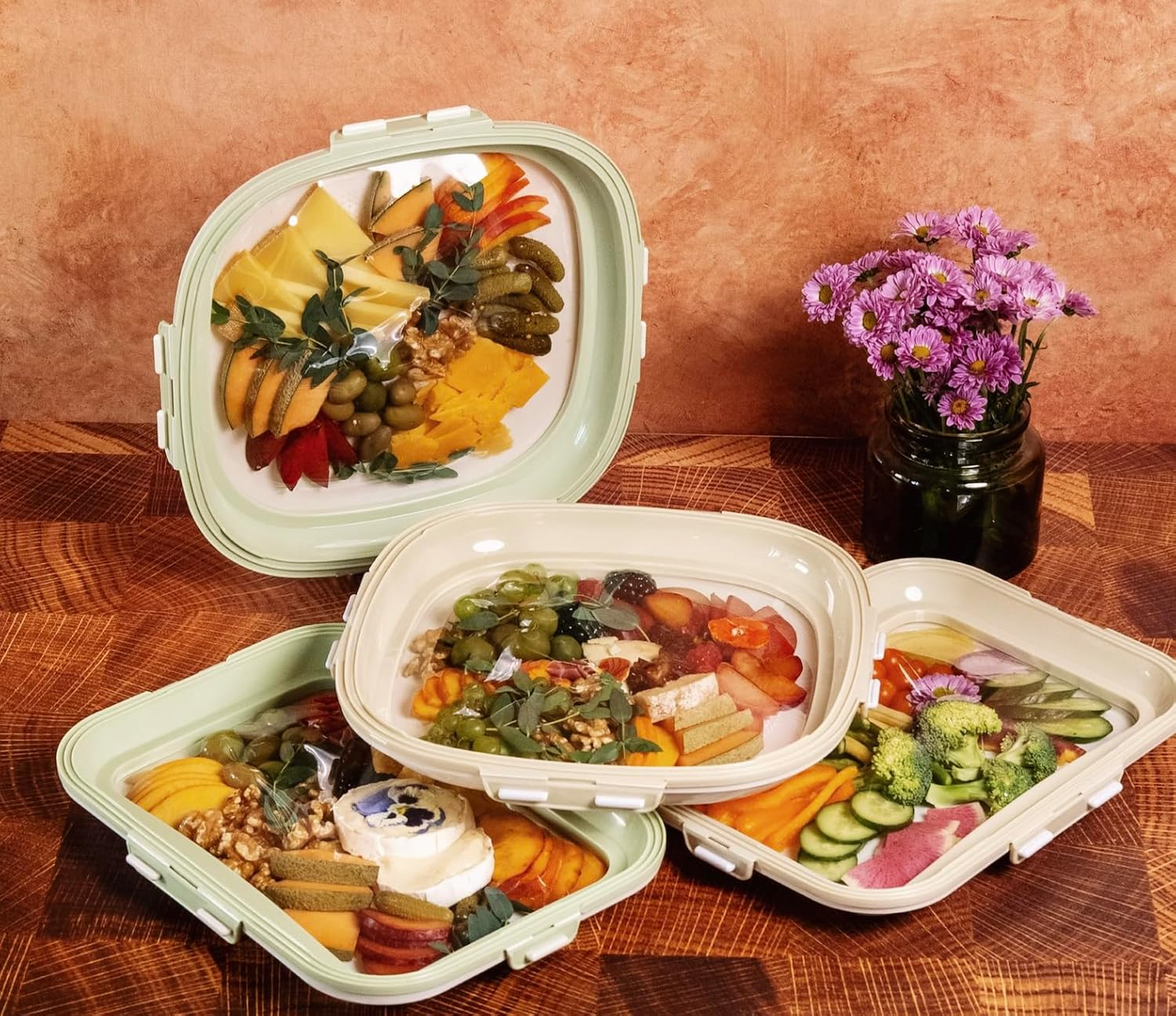 4-Piece Set of Double-Sided Elastic Food Storage Containers