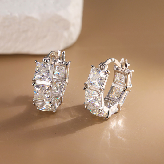 Geometric Square Diamond Earrings—Bold and Minimalist
