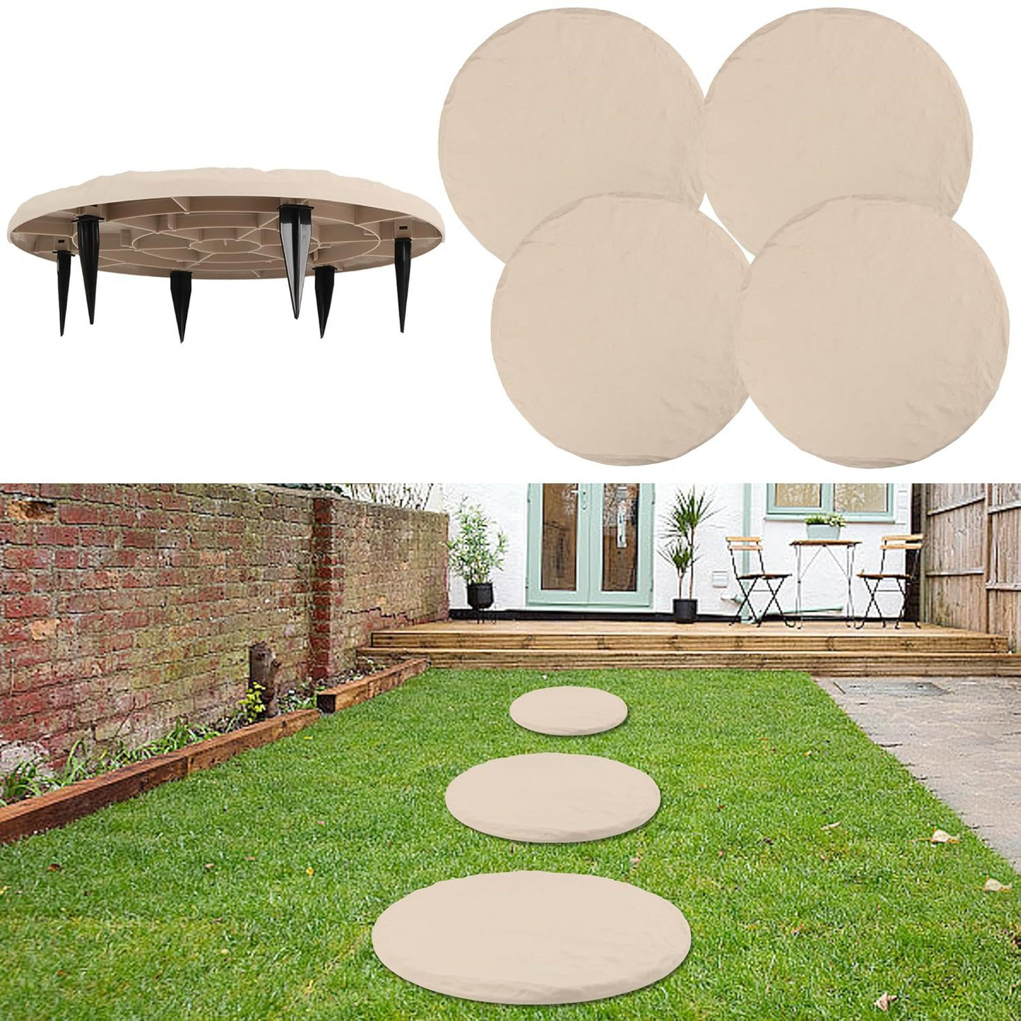 4-Piece Set of Durable Square Plastic Paving Stones