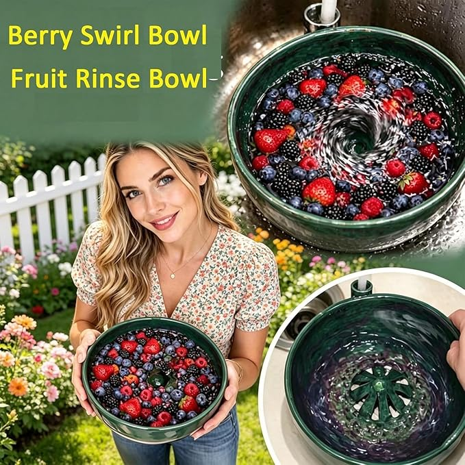 Ceramic Berry Self-Cleaning Swirl Bowl
