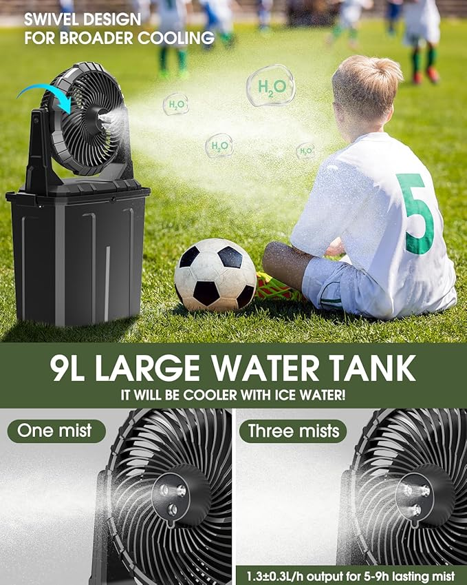 Portable Spray Tank Fan With Rechargeable Battery