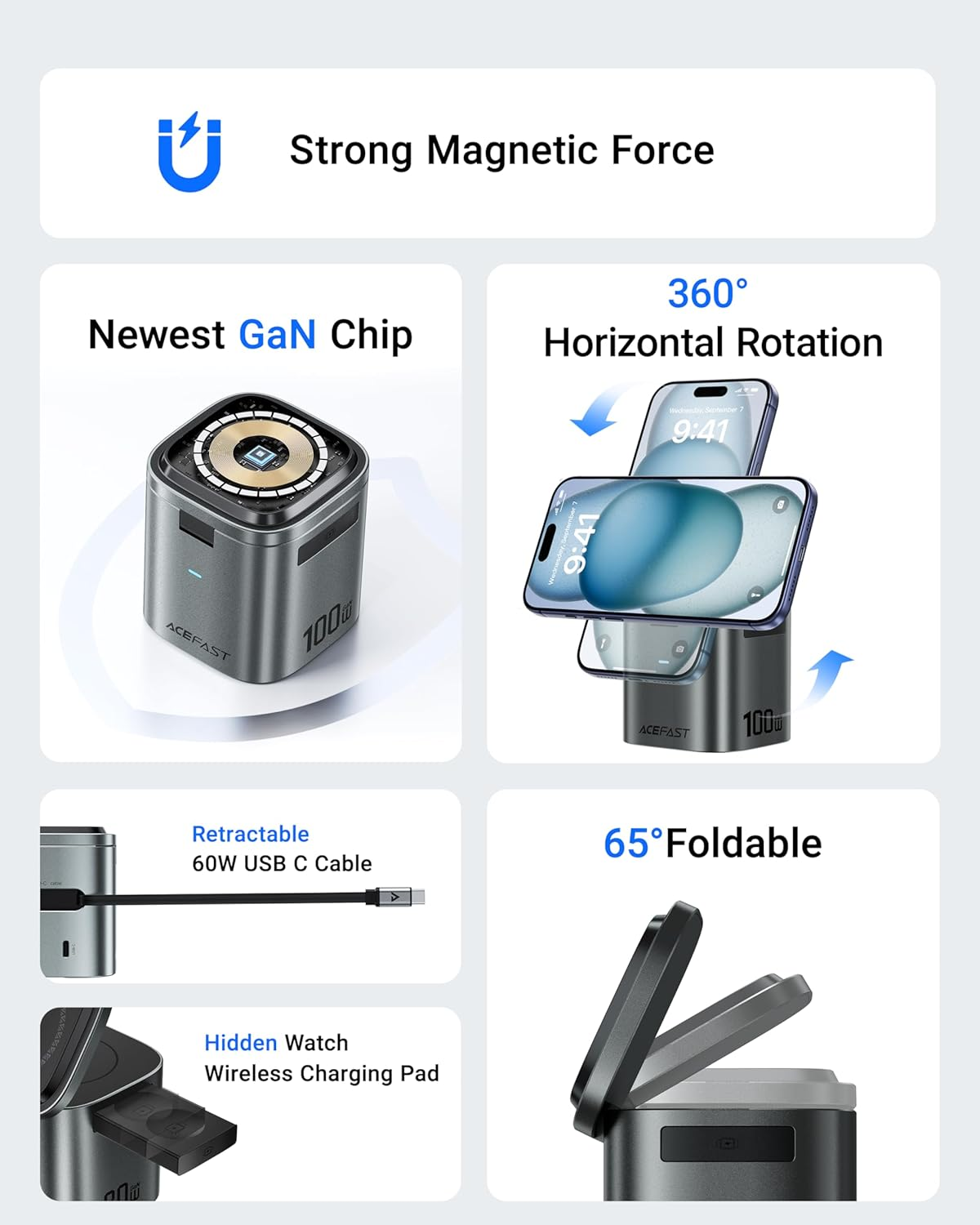 Rotating Rubik's Cube 6-in-1 Magnetic Wireless Charger