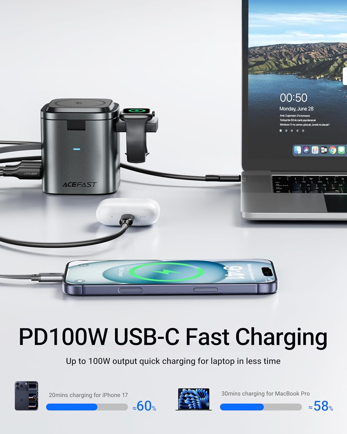 Rotating Rubik's Cube 6-in-1 Magnetic Wireless Charger