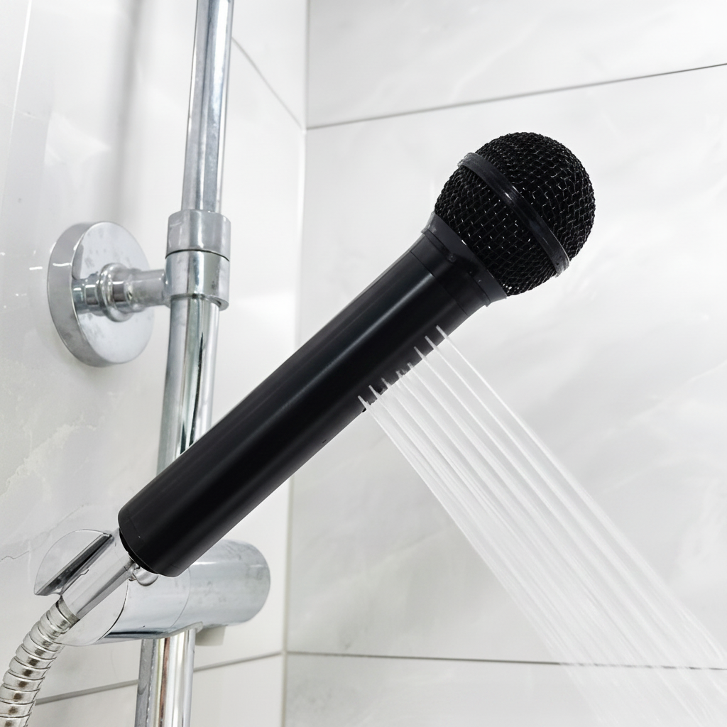 Metallic Microphone-Shaped Shower Head