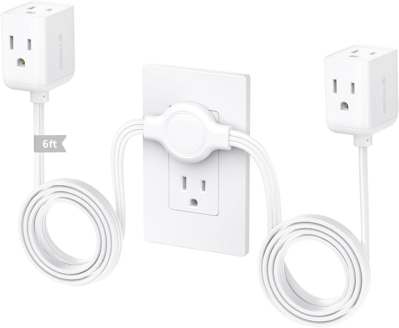 Split-Type Extension Power Strip With Flat Wall Plug