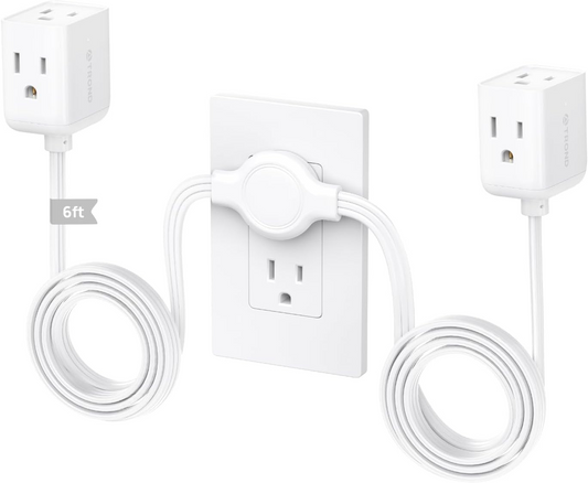 Split-Type Extension Power Strip With Flat Wall Plug