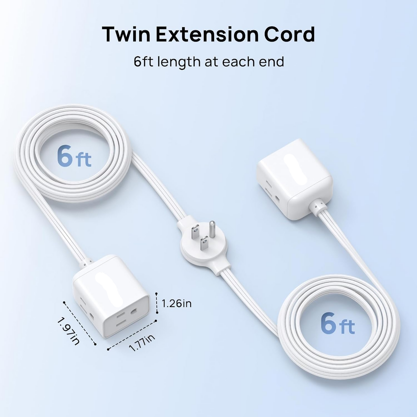 Split-Type Extension Power Strip With Flat Wall Plug