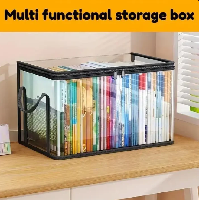 Large Transparent Storage Box With Zipper Lid
