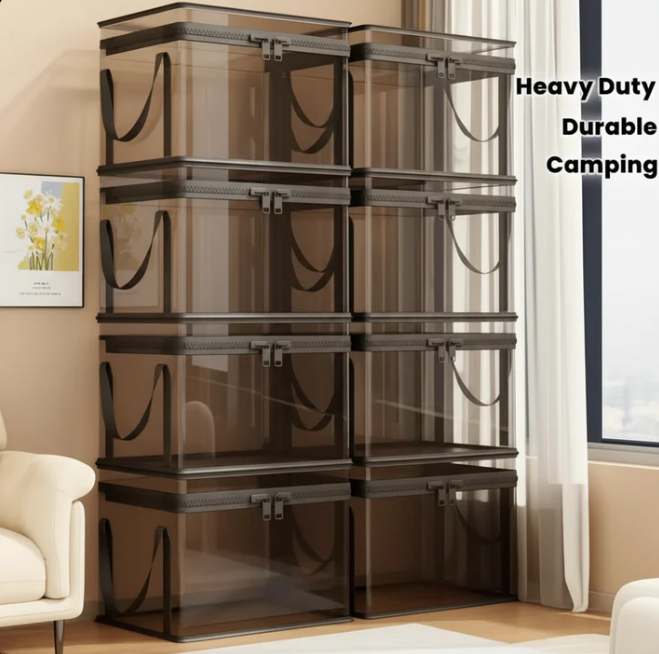 Large Transparent Storage Box With Zipper Lid