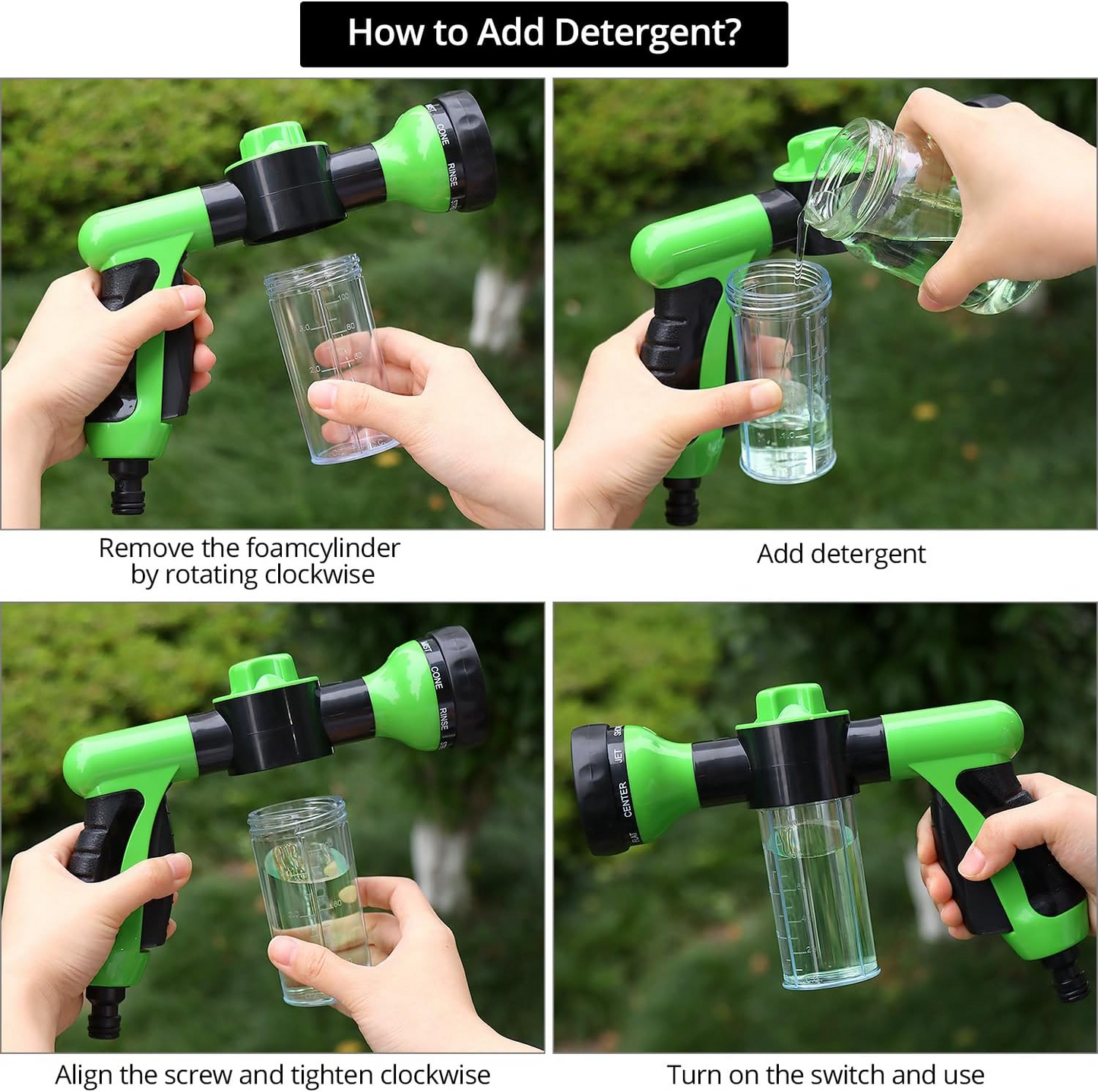 Garden Hose High-Pressure Spray Gun With Soap Dispenser