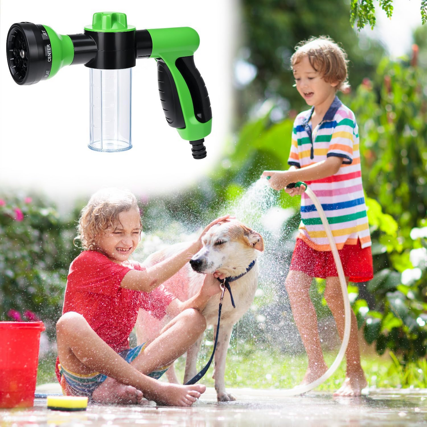 Garden Hose High-Pressure Spray Gun With Soap Dispenser
