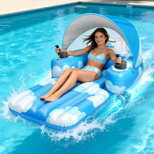 Electric Swimming Machine With Reclining Chair and Sunshade