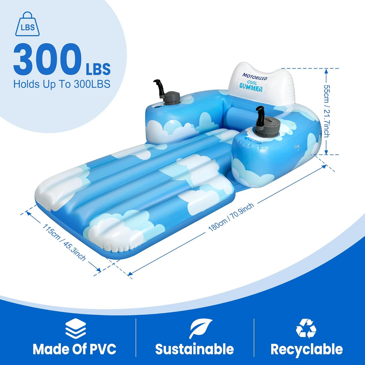 Electric Swimming Machine With Reclining Chair and Sunshade