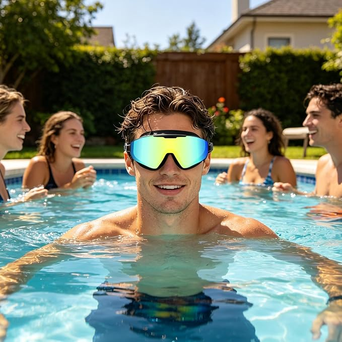 2 Pairs of Anti-fog and UV-protective Swimming Goggles with Earplugs and Nose Clips