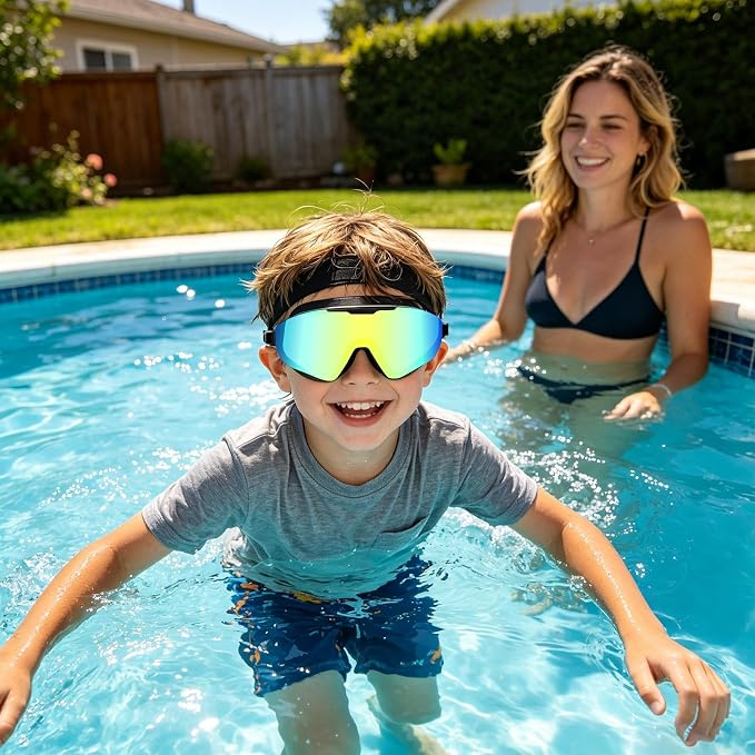 2 Pairs of Anti-fog and UV-protective Swimming Goggles with Earplugs and Nose Clips