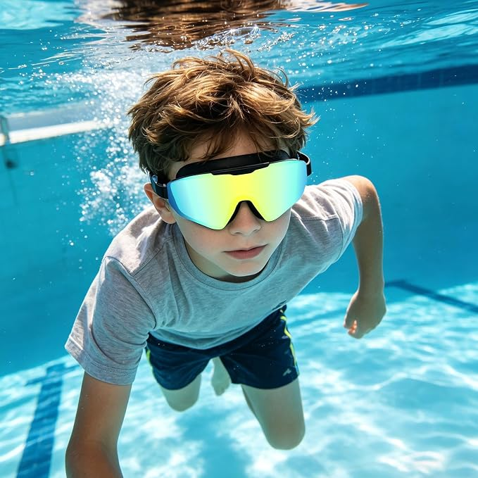 2 Pairs of Anti-fog and UV-protective Swimming Goggles with Earplugs and Nose Clips