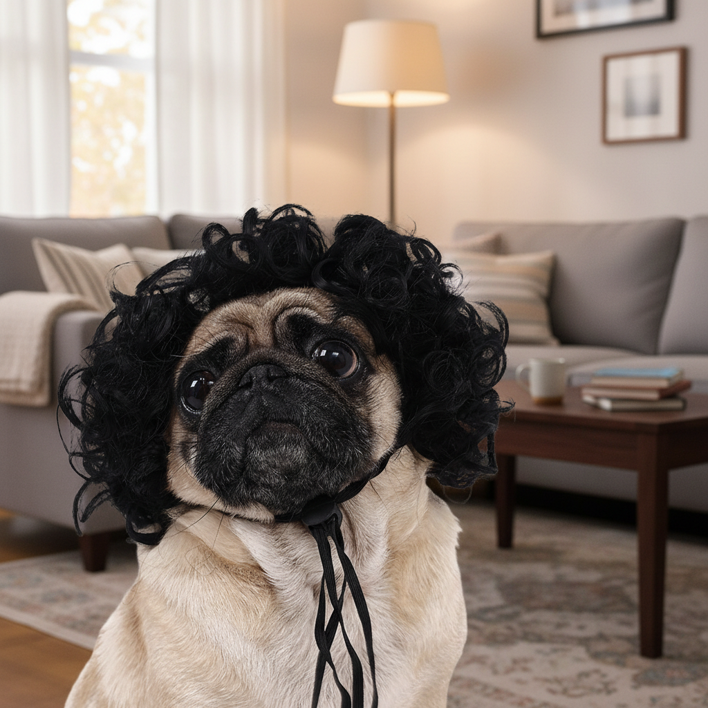 Fun Dog Wig with Adjustable Elastic Band