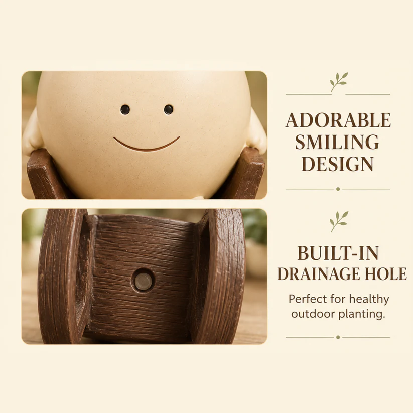 Rocking Chair Smiley Face Creative Flower Pot
