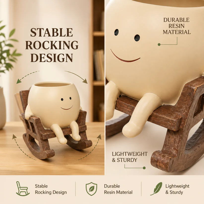 Rocking Chair Smiley Face Creative Flower Pot