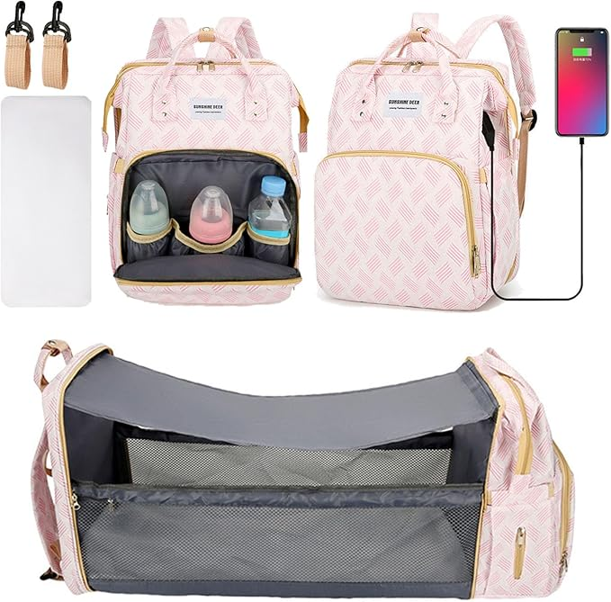 Multifunctional Mom Backpack With Baby Folding Bed