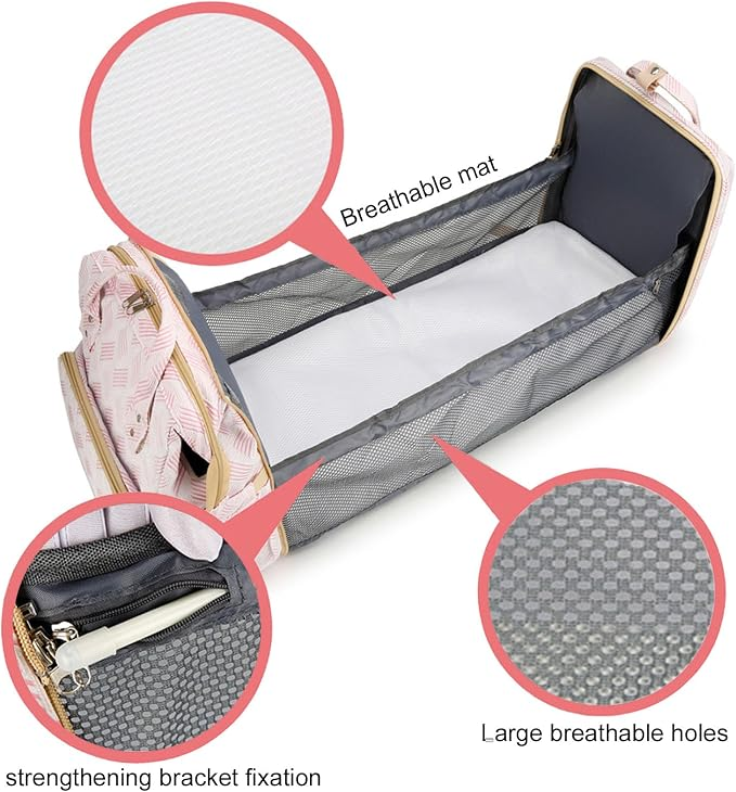 Multifunctional Mom Backpack With Baby Folding Bed