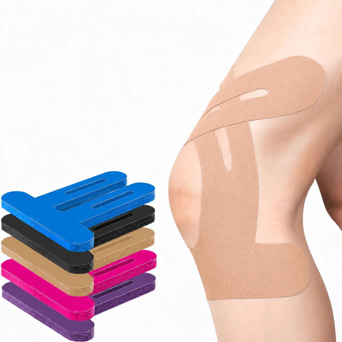 10-Piece Pack of Pre-Cut Knee Kinesiology Tape