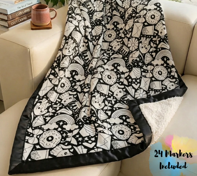 Velvet Coloring Blanket Comes With 24-color Markers