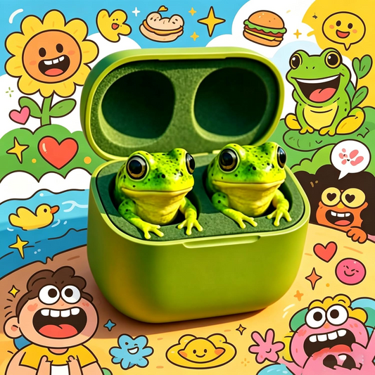 Cute Frog-Shaped Bluetooth Earphones With Charging Case