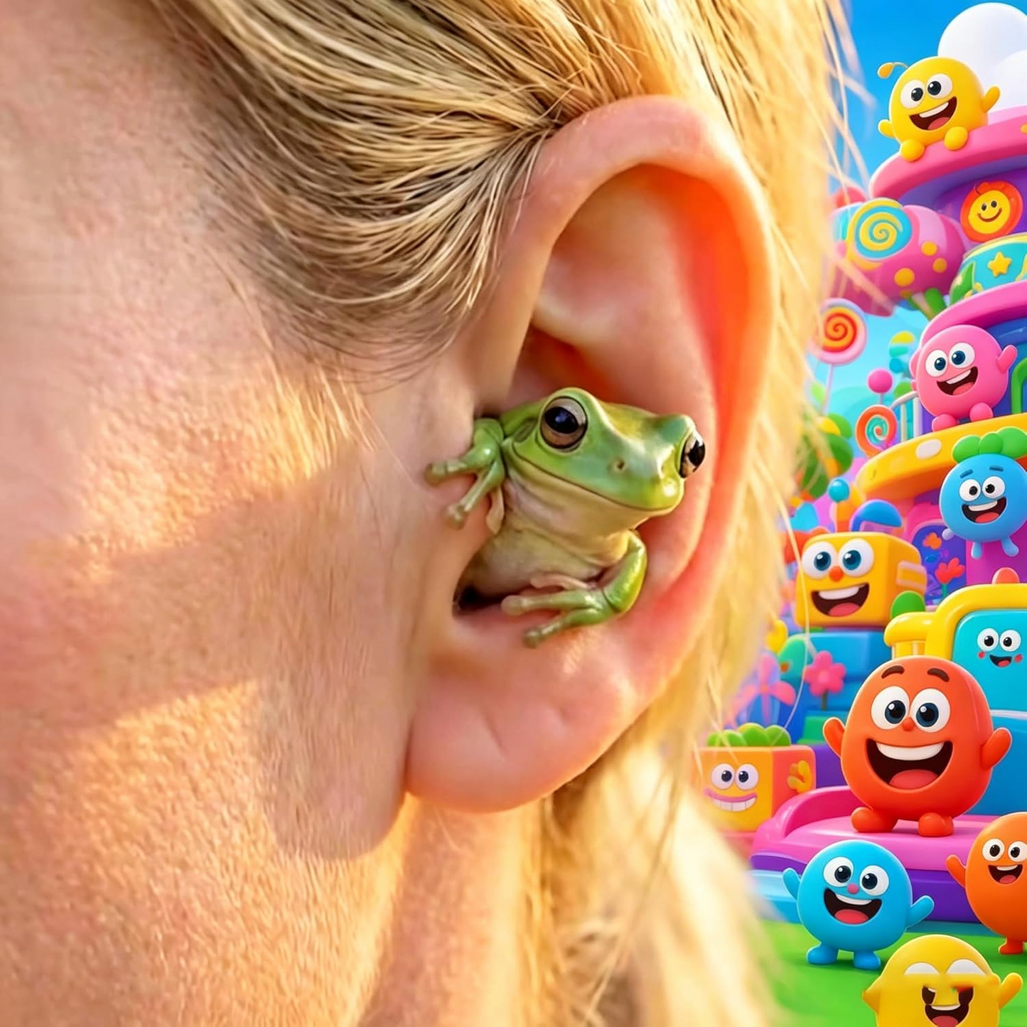 Cute Frog-Shaped Bluetooth Earphones With Charging Case