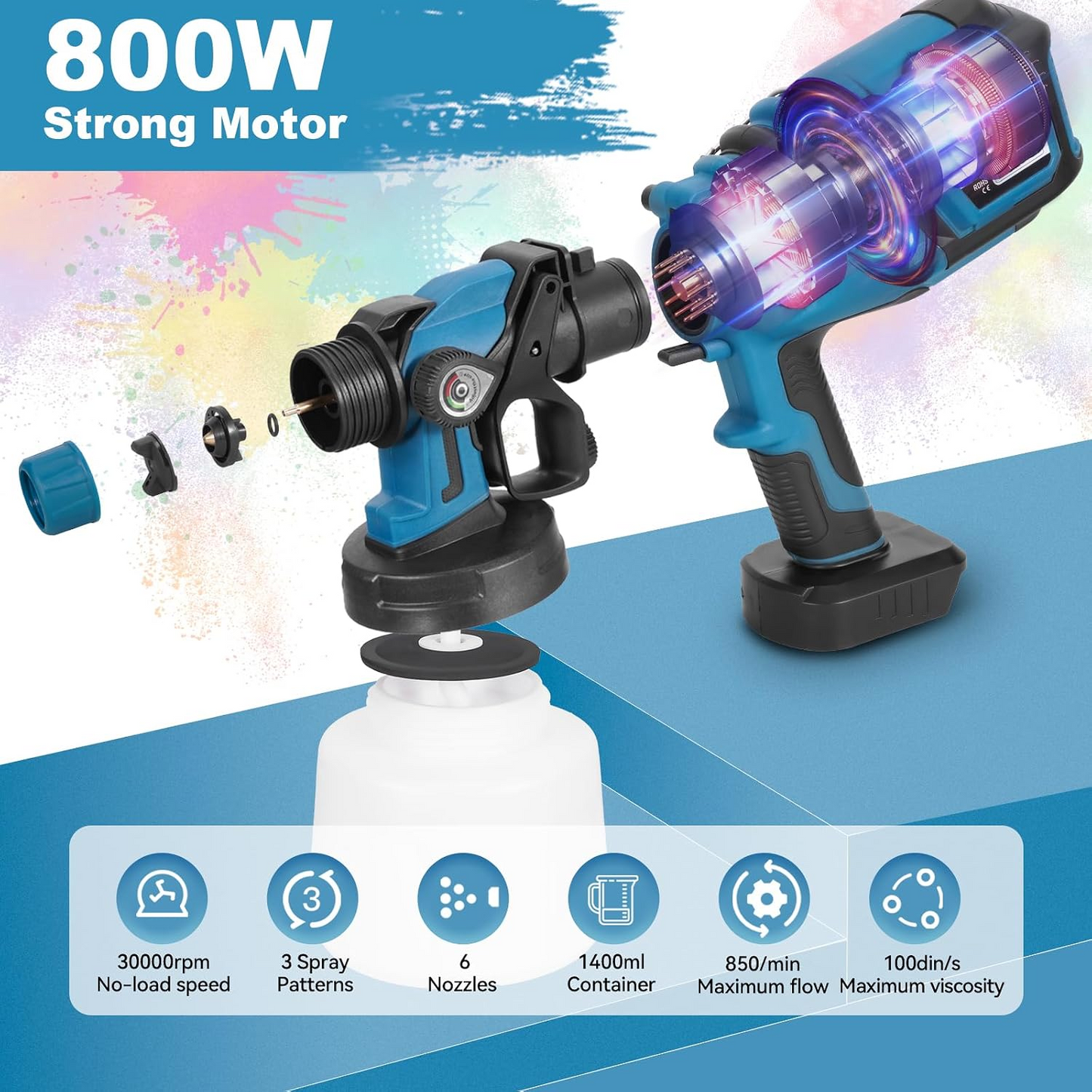 Electric Paint Sprayer + 2 Batteries