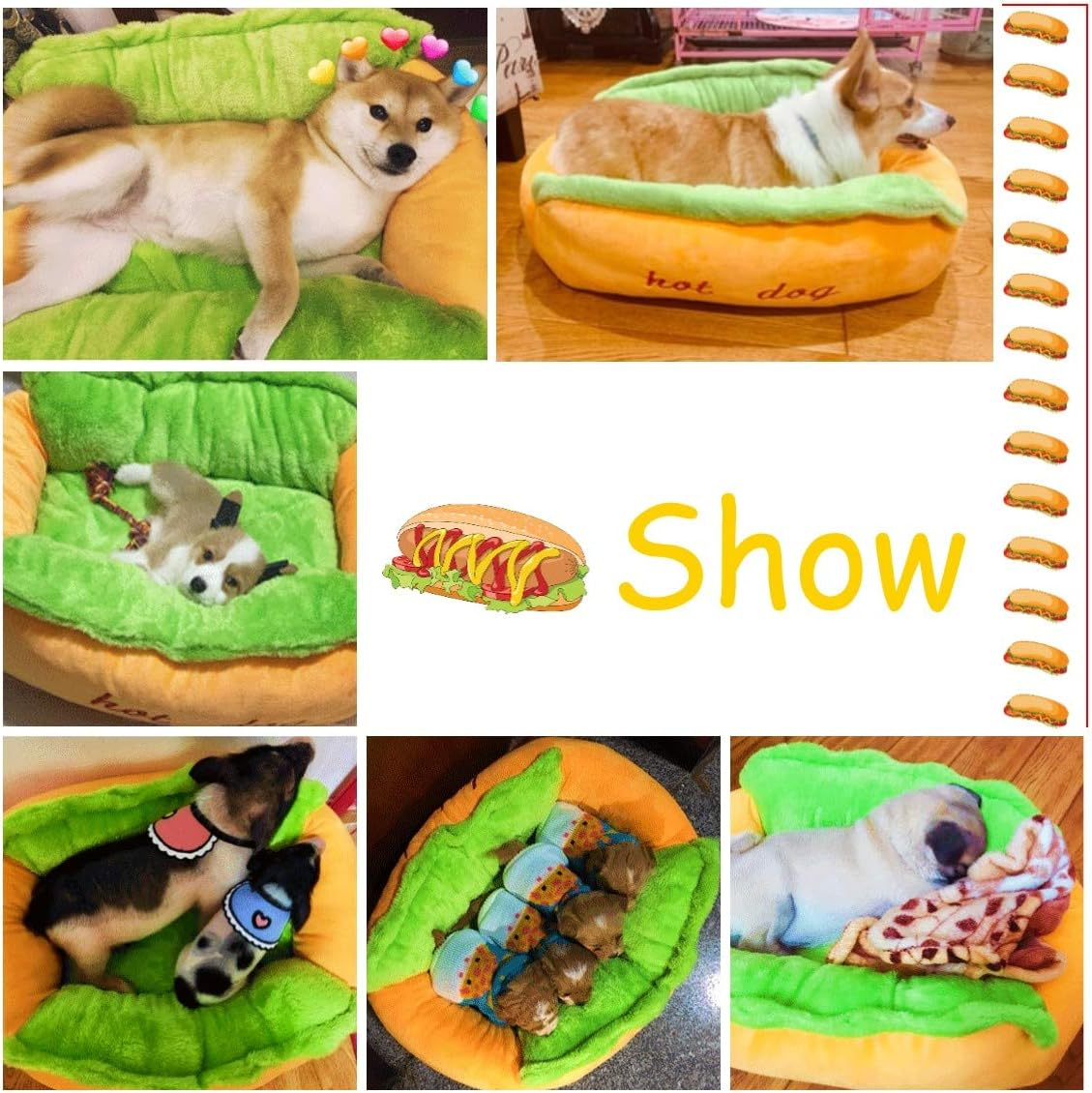Detachable Soft Hot Dog Shaped Dog Bed