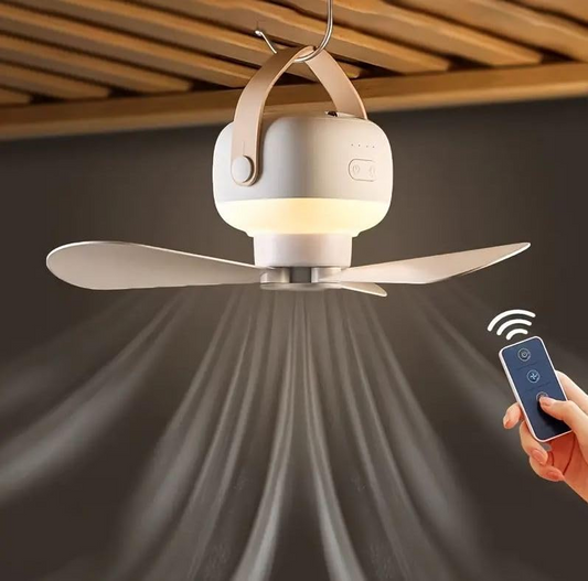 Portable USB Camping Ceiling Fan with LED Light