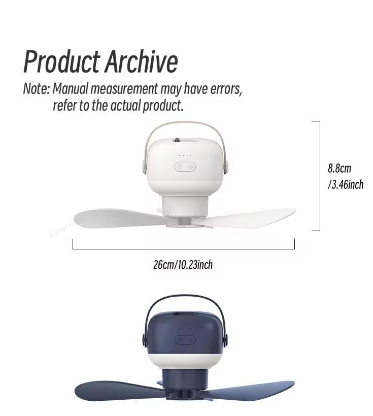 Portable USB Camping Ceiling Fan with LED Light