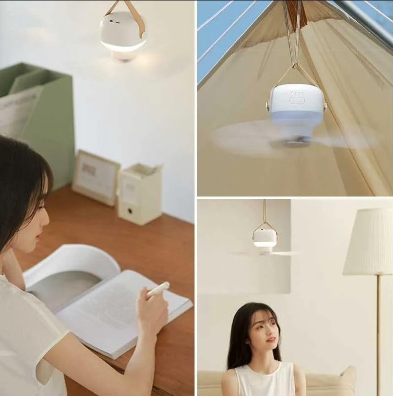 Portable USB Camping Ceiling Fan with LED Light