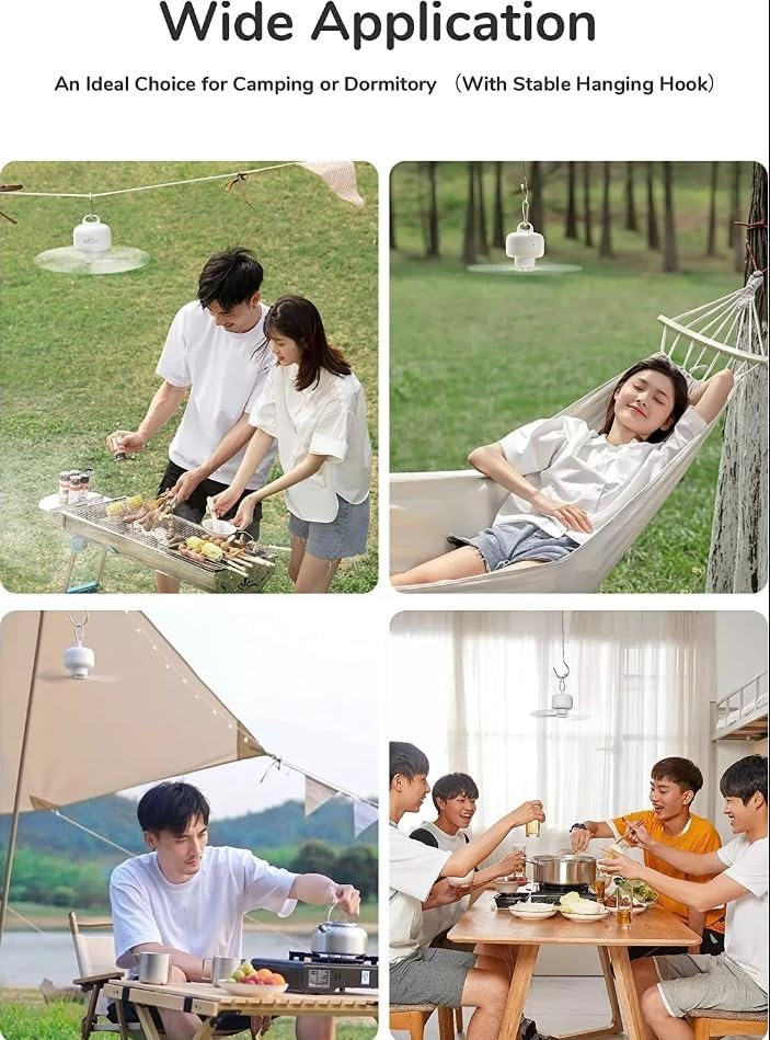 Portable USB Camping Ceiling Fan with LED Light